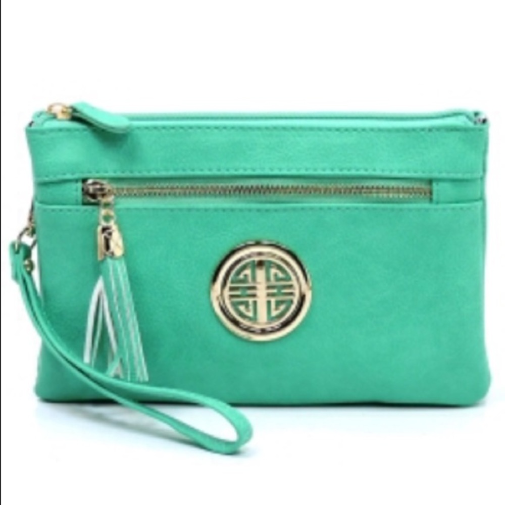 Fashion Logo Clutch Cross Body Purse RY021L Turq